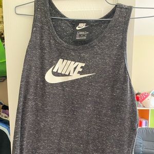 Nike Girls Charcoal Grey with White Check Tank Top Slim Fit Size XL EUC